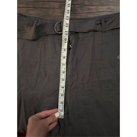 NWT NEW Tahari Gray Belt Linen Flowy Pants Size 12 Coastal Minimalist - Picture 10 of 11